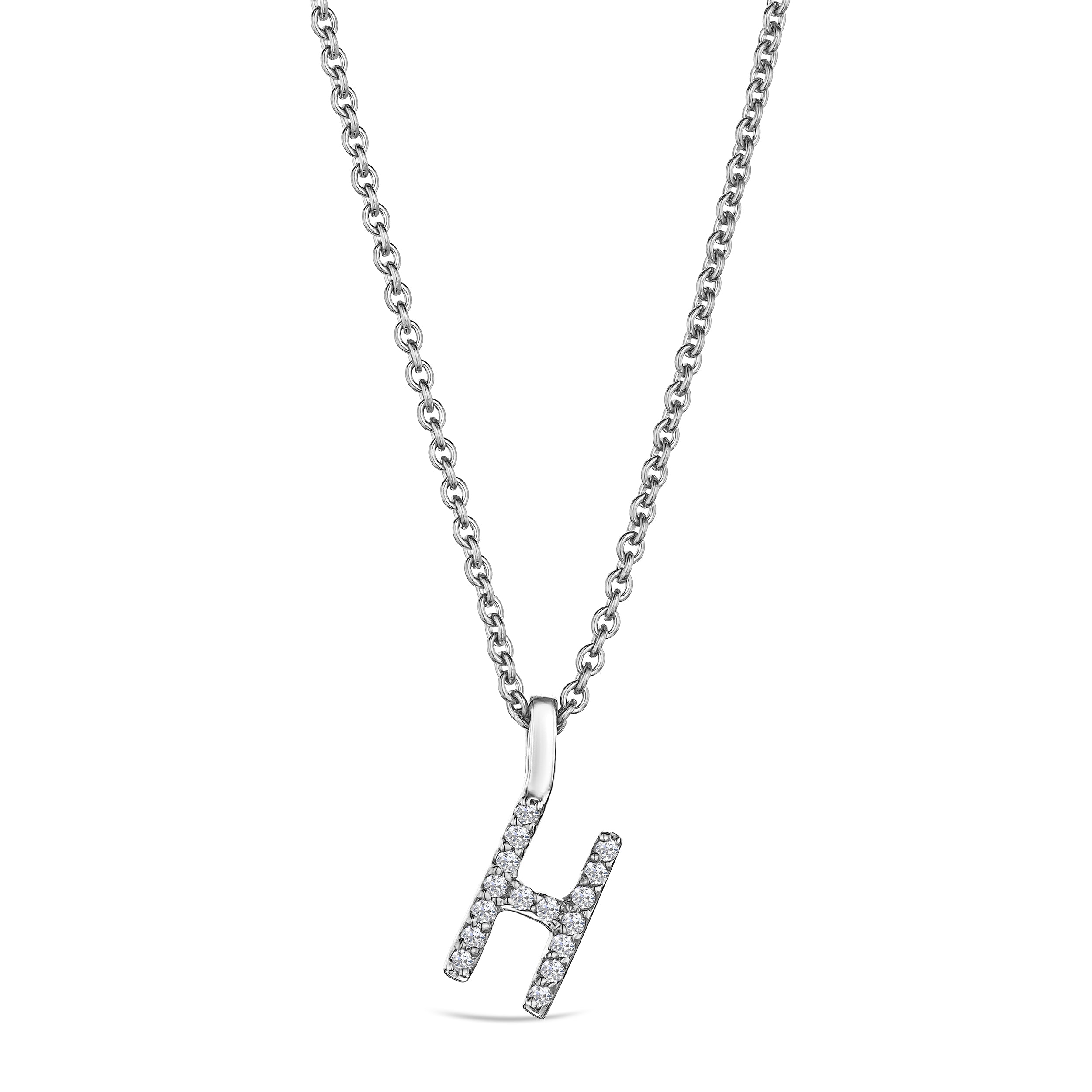 Love Letter Initial H Lab Diamond Necklace set in 9K White Gold